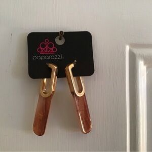 Paparazzi Gold and Brown Earrings